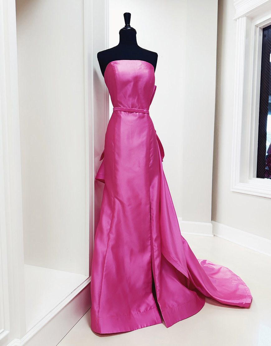 Fuchsia Mermaid Long Strapless Prom Dress with Bow