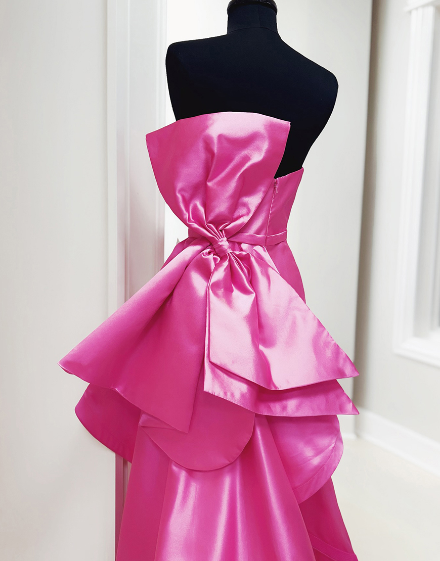 Fuchsia Mermaid Long Strapless Prom Dress with Bow