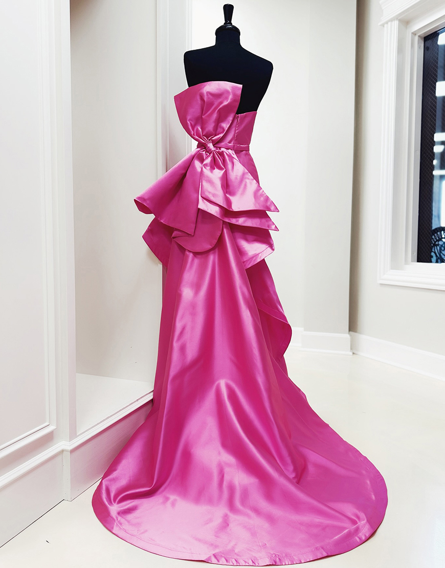 Fuchsia Mermaid Long Strapless Prom Dress with Bow