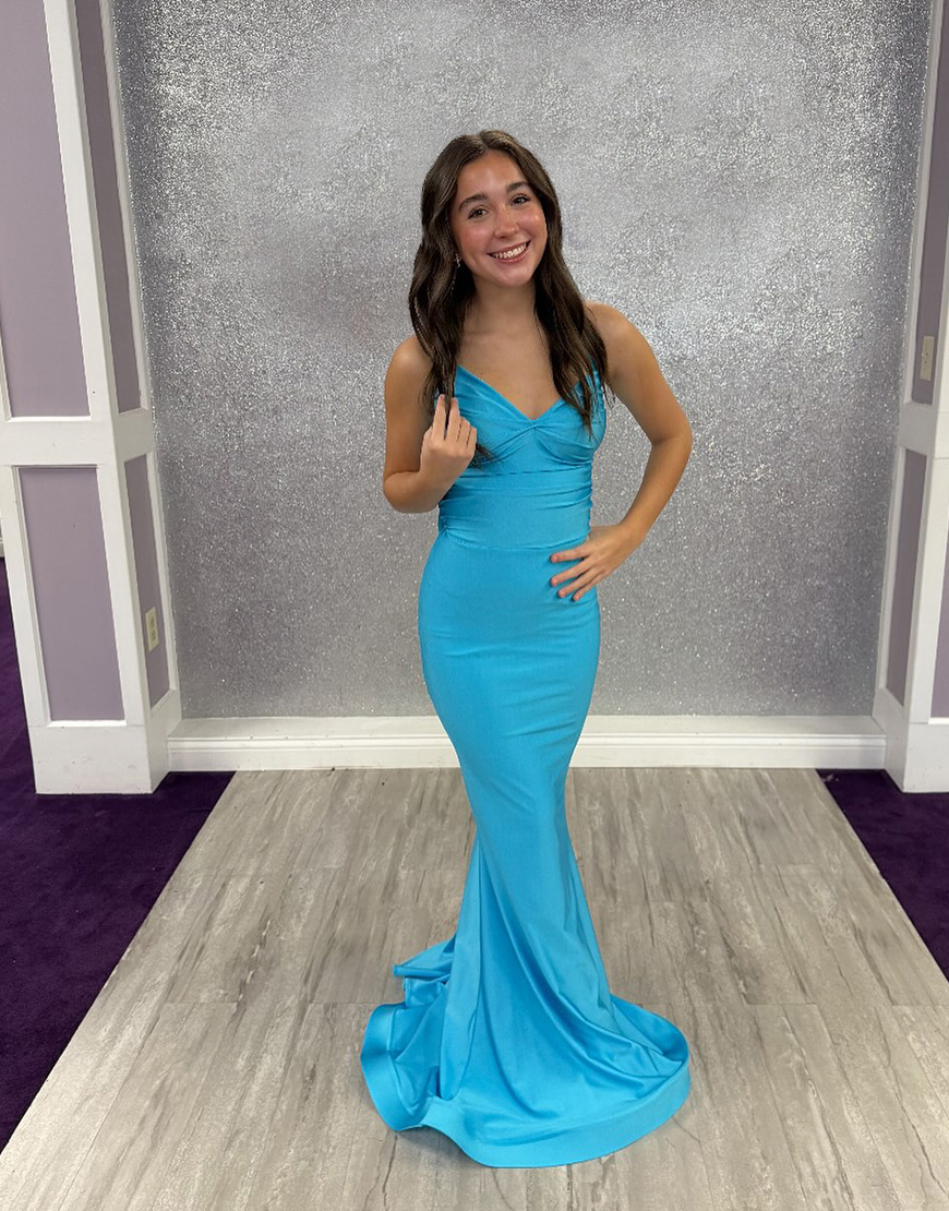 Fuchsia Spaghetti Straps Mermaid Long Prom Dress with Bow