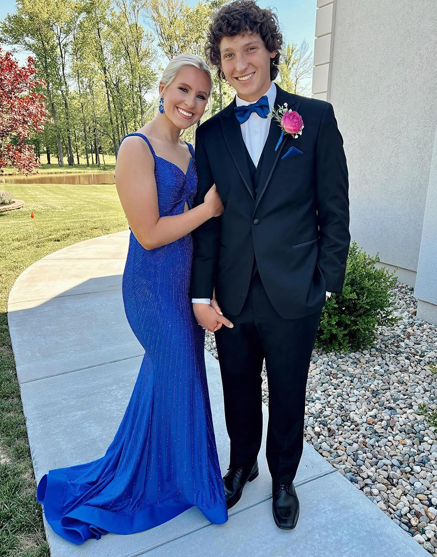 Shiny Fuchsia Mermaid Straps Long Corset Beaded Prom Dress