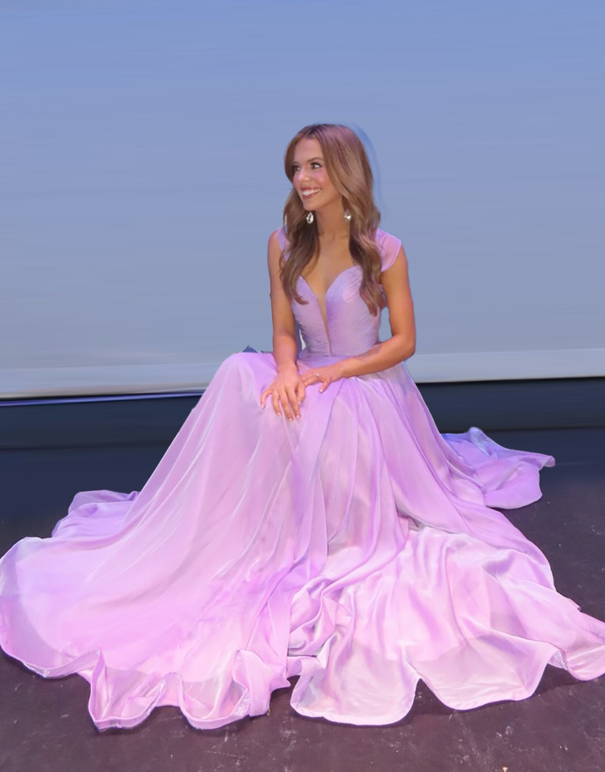 Lilac V-Neck Long Ball Gown Prom Dress