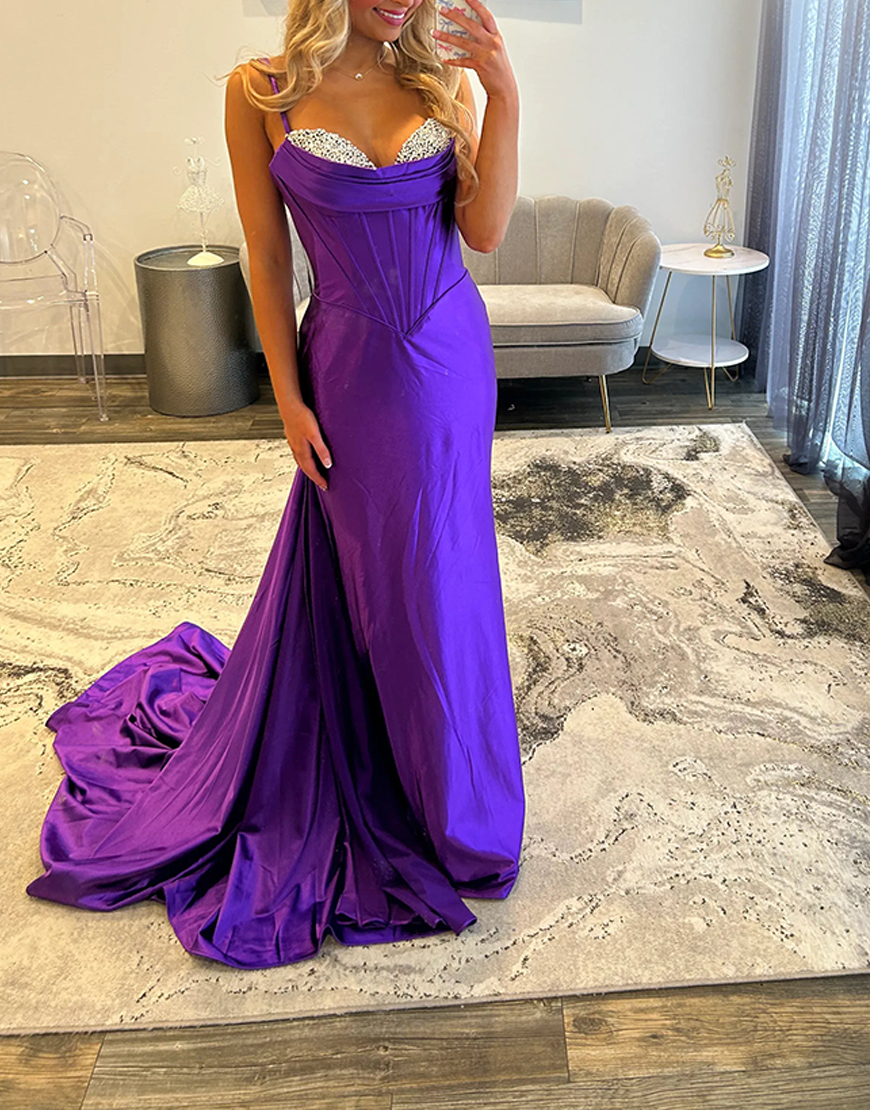 Sparkly Champagne Corset Mermaid Long Prom Dress with Cape