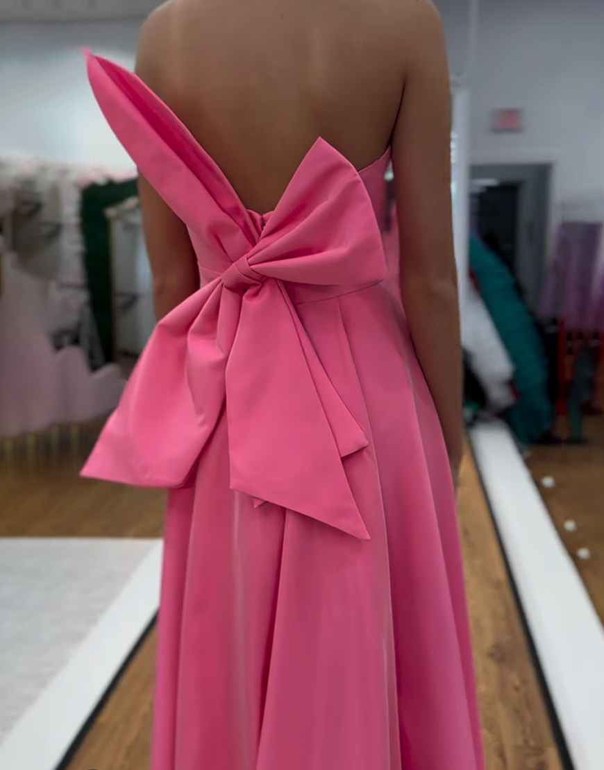 Pink Mermaid Long Strapless Prom Dress with Cape