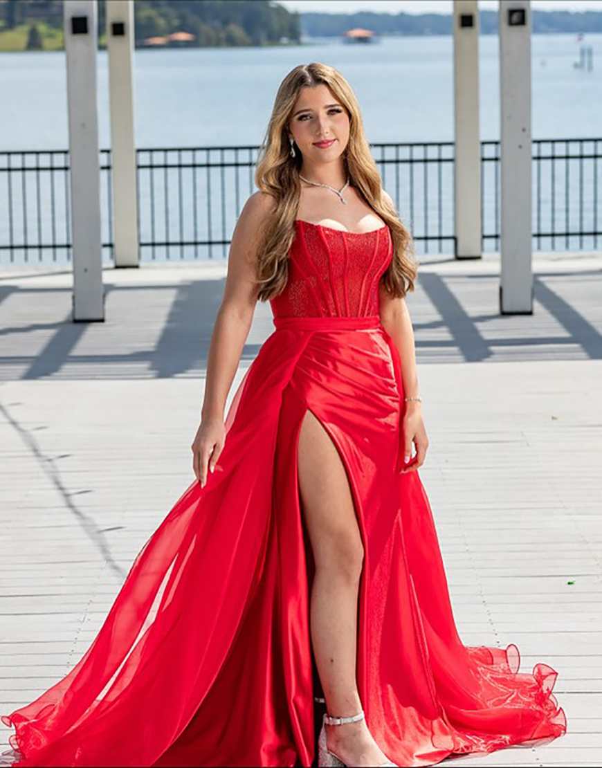 Sparkly Red Corset Beaded Mermaid Long Prom Dress with Cape