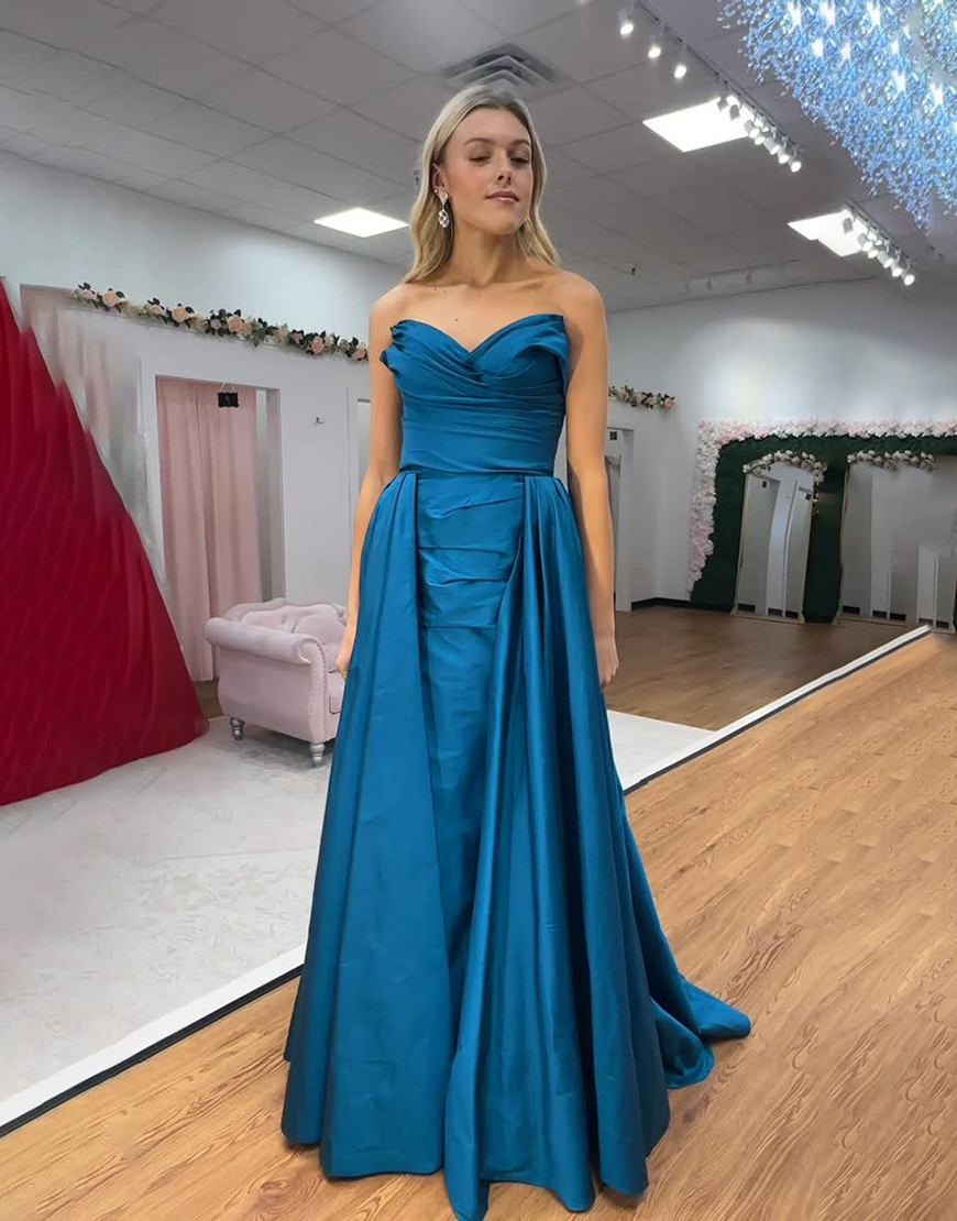 Blue Mermaid Sweetheart Long Prom Dress with Cape
