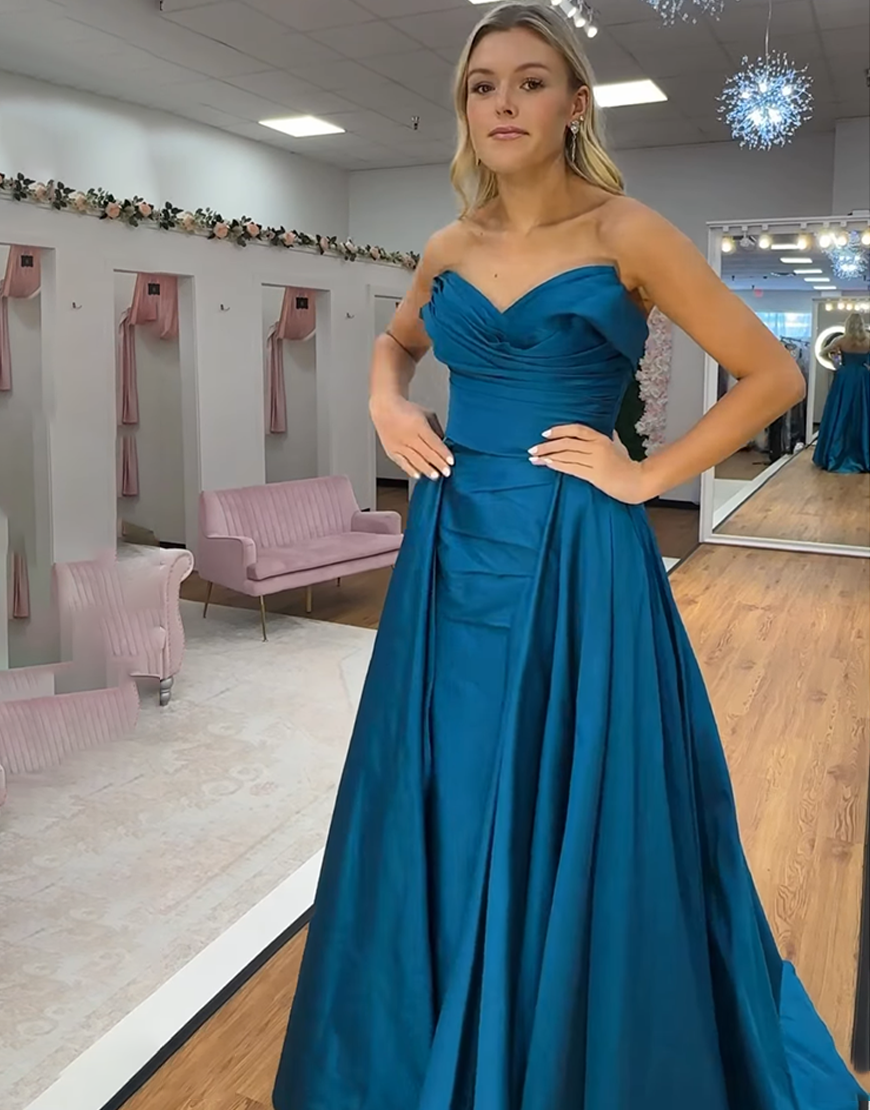 Blue Mermaid Sweetheart Long Prom Dress with Cape
