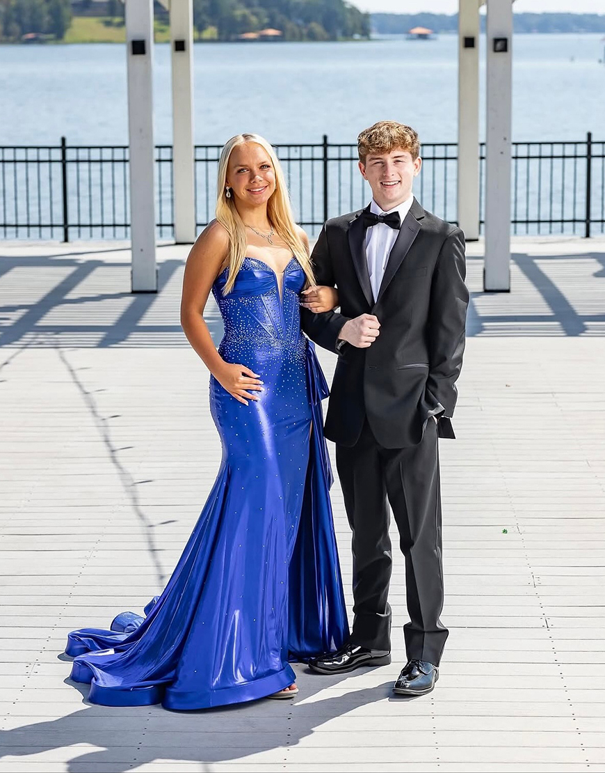 Sparkly Royal Blue Corset Beaded Mermaid Long Prom Dress with Side Cape