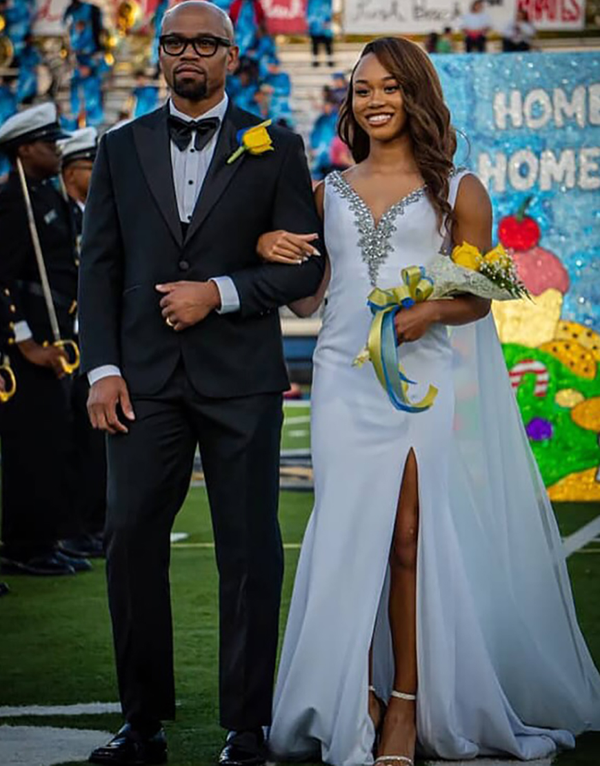 Sparkly Red Beaded Mermaid V-Neck Long Prom Dress with Slit