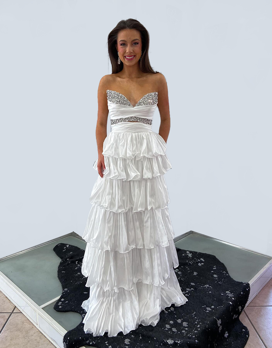 Sparkly Pink Beaded Sweetheart A-Line Long Prom Dress with Ruffles