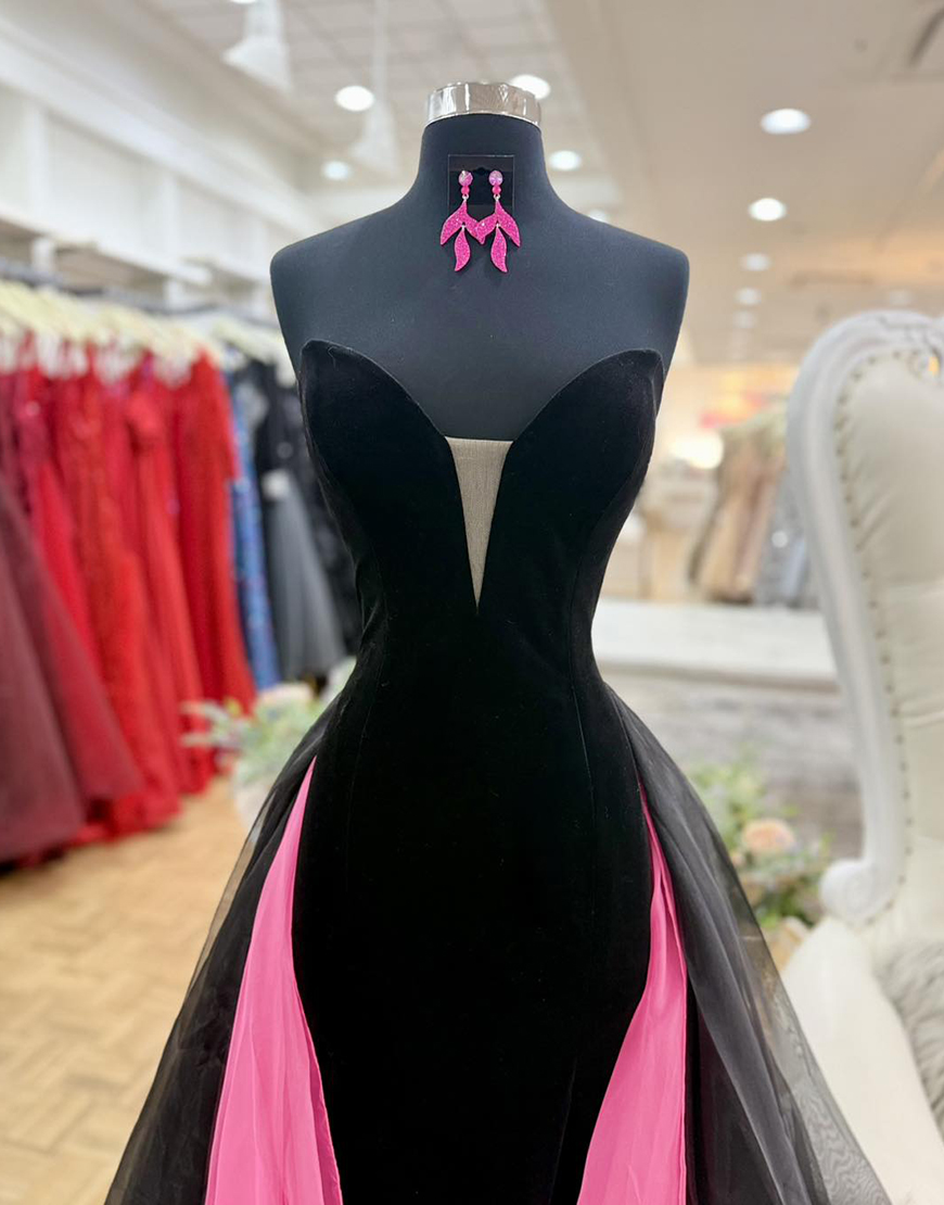 Black Mermaid Tulle Sweetheart Long Prom Dress with Cape