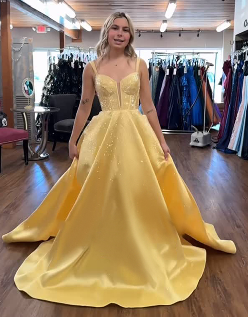 Sparkly Lilac Beaded Corset A Line Long Prom Dress with Pockets