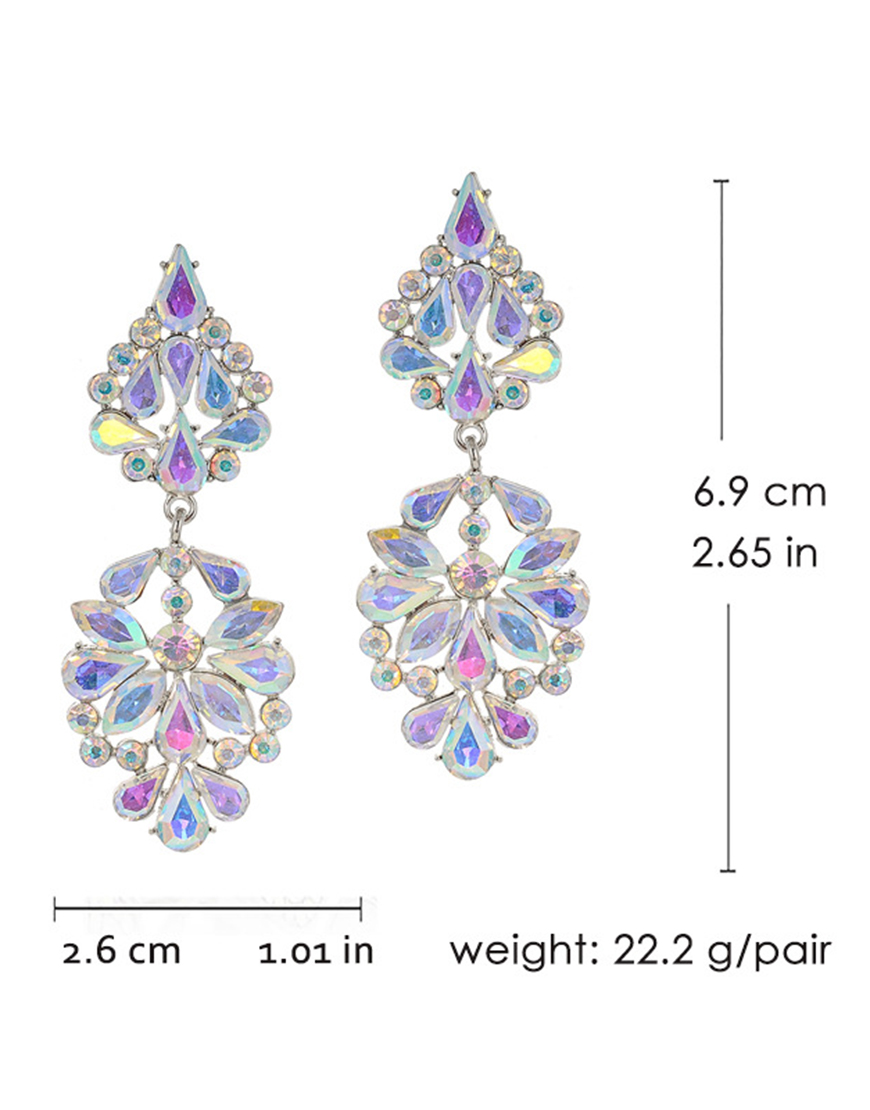 Sparkly Golden Flower Shaped Prom Drop Earrings with Rhinestones