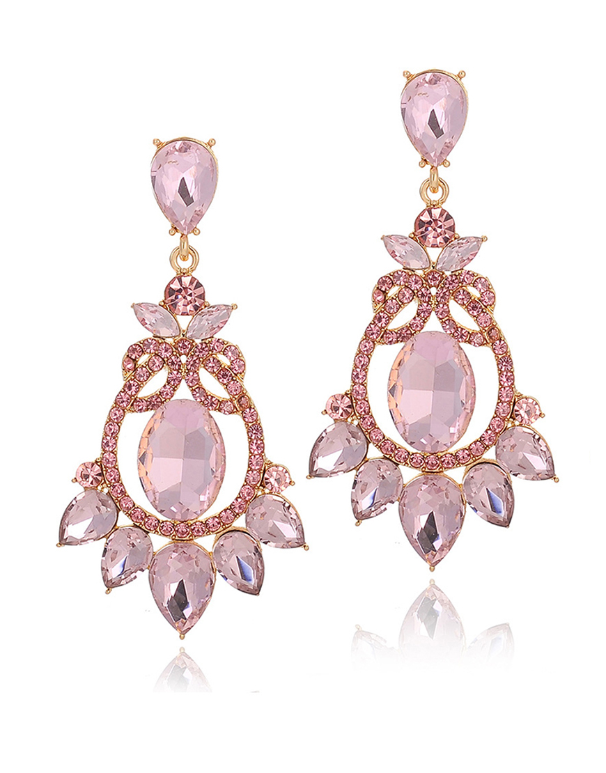 Sparkly Golden Vintage Party Drop Earrings with Rhinestones