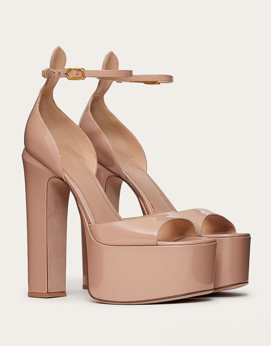 White Open Toe Chunky Prom High Heels