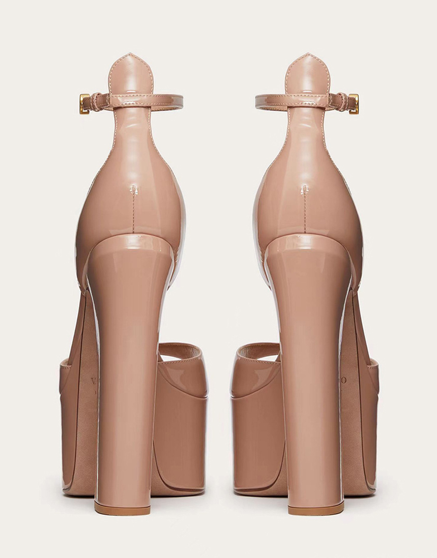 White Open Toe Chunky Prom High Heels