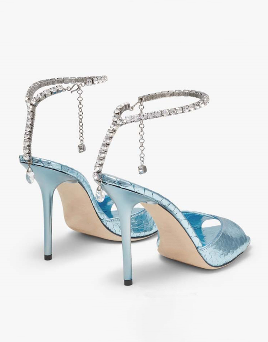 Sparkly Dark Green Stilettos Prom High Heels with Rhinestones