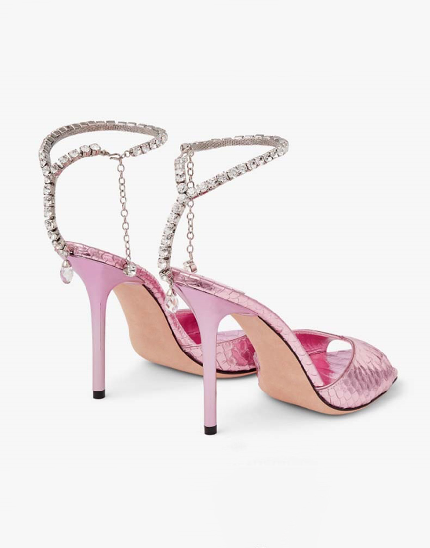 Sparkly Dark Green Stilettos Prom High Heels with Rhinestones