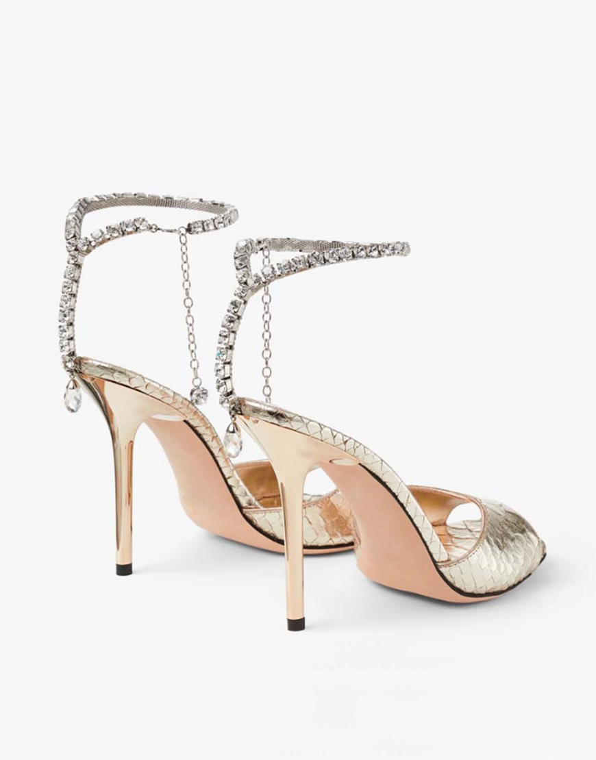 Sparkly Dark Green Stilettos Prom High Heels with Rhinestones