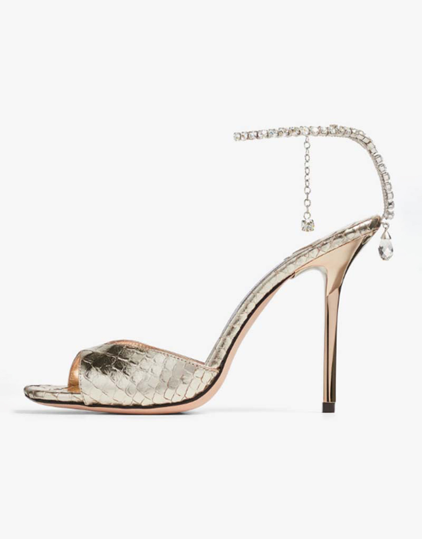 Sparkly Dark Green Stilettos Prom High Heels with Rhinestones