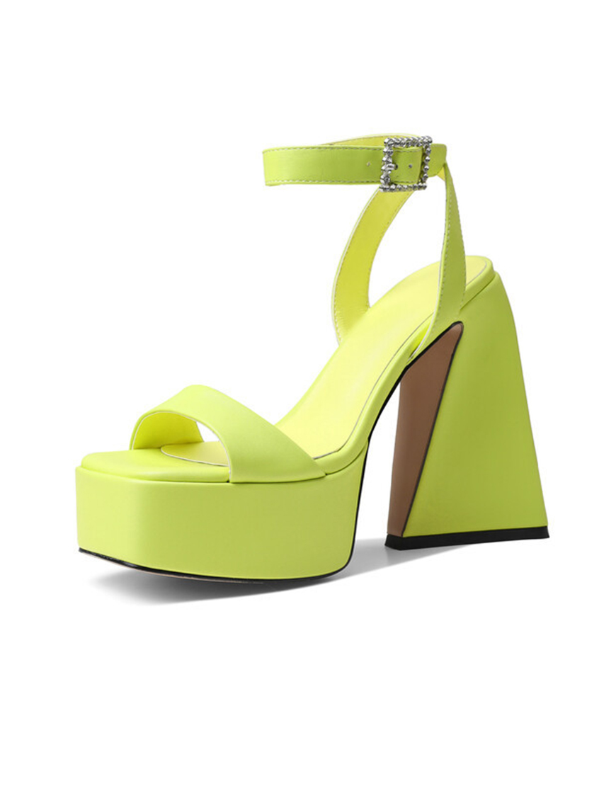 Green Prom Chunky Open Toe High Heels