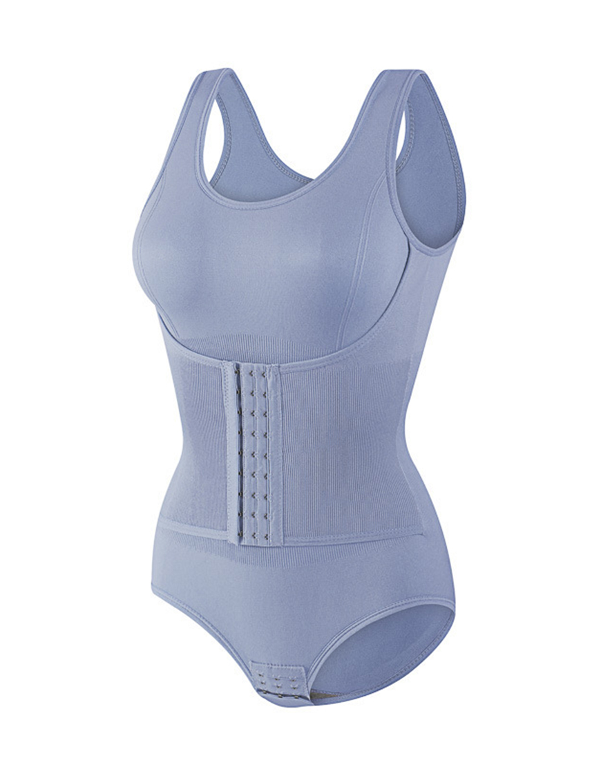 Grey Blue Push Up Tummy Control Buckle Waist Shapewear