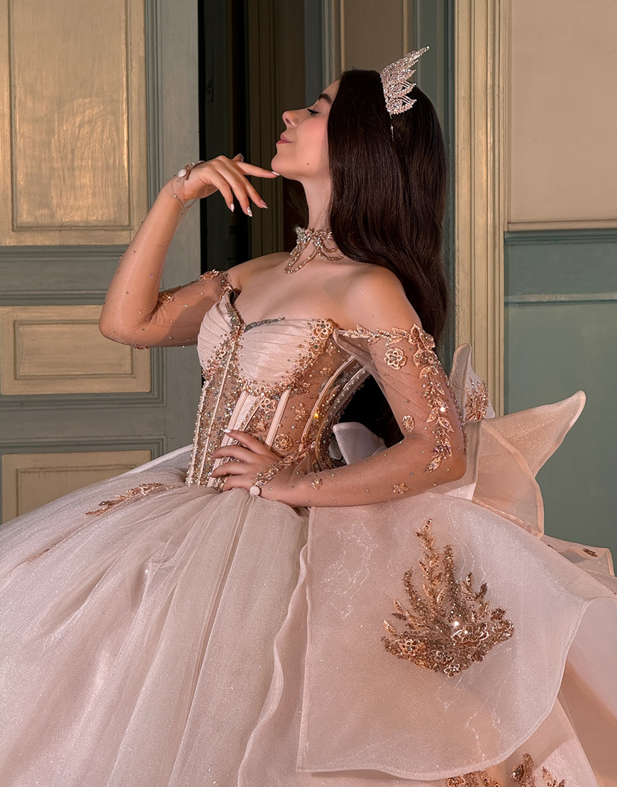 Sparkly Red Corset Organza Princess Ball Gown Long Quinceanera Dress with Beading