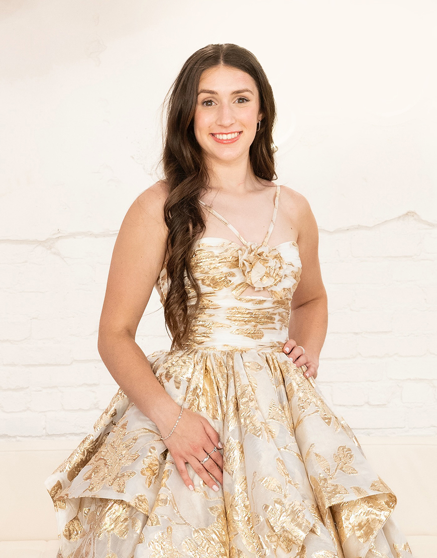 Gold Jacquard Halter Ruffled Ball Gown Long Prom Dress with 3D Flower