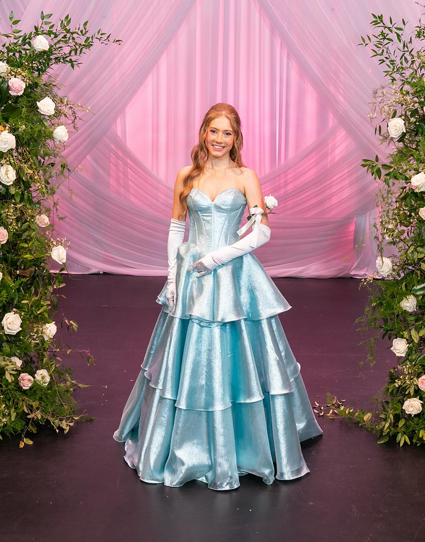 Sky Blue Glitter Satin Corset Tiered A Line Sweetheart Long Prom Dress with Ruffles