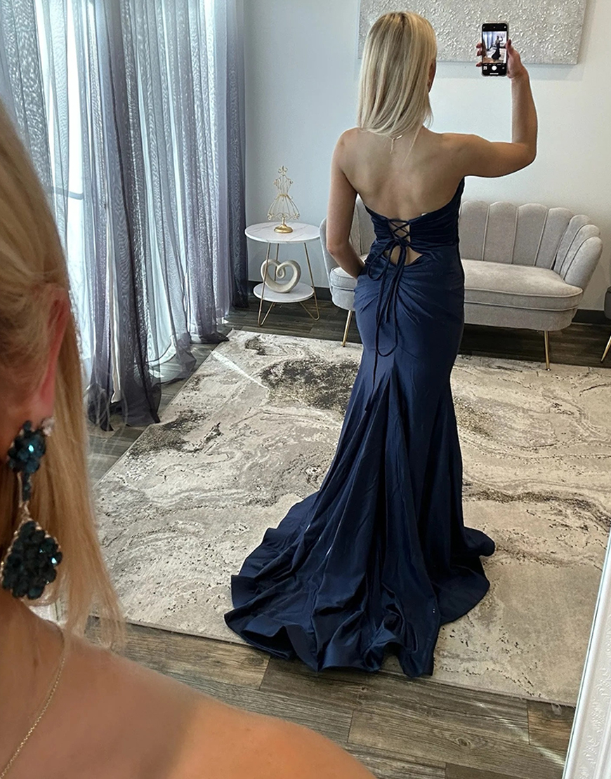 Fuchsia Keyhole Mermaid Satin Long Prom Dress with Slit