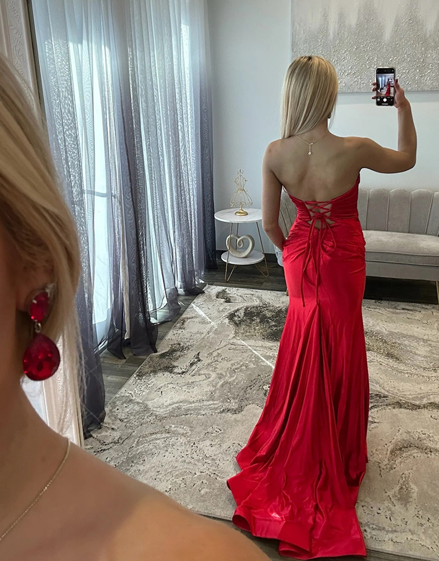 Fuchsia Keyhole Mermaid Satin Long Prom Dress with Slit