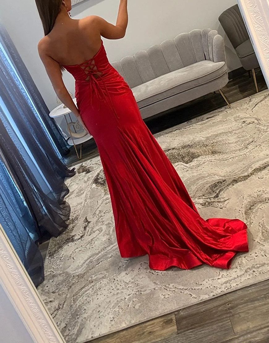 Fuchsia Keyhole Mermaid Satin Long Prom Dress with Slit