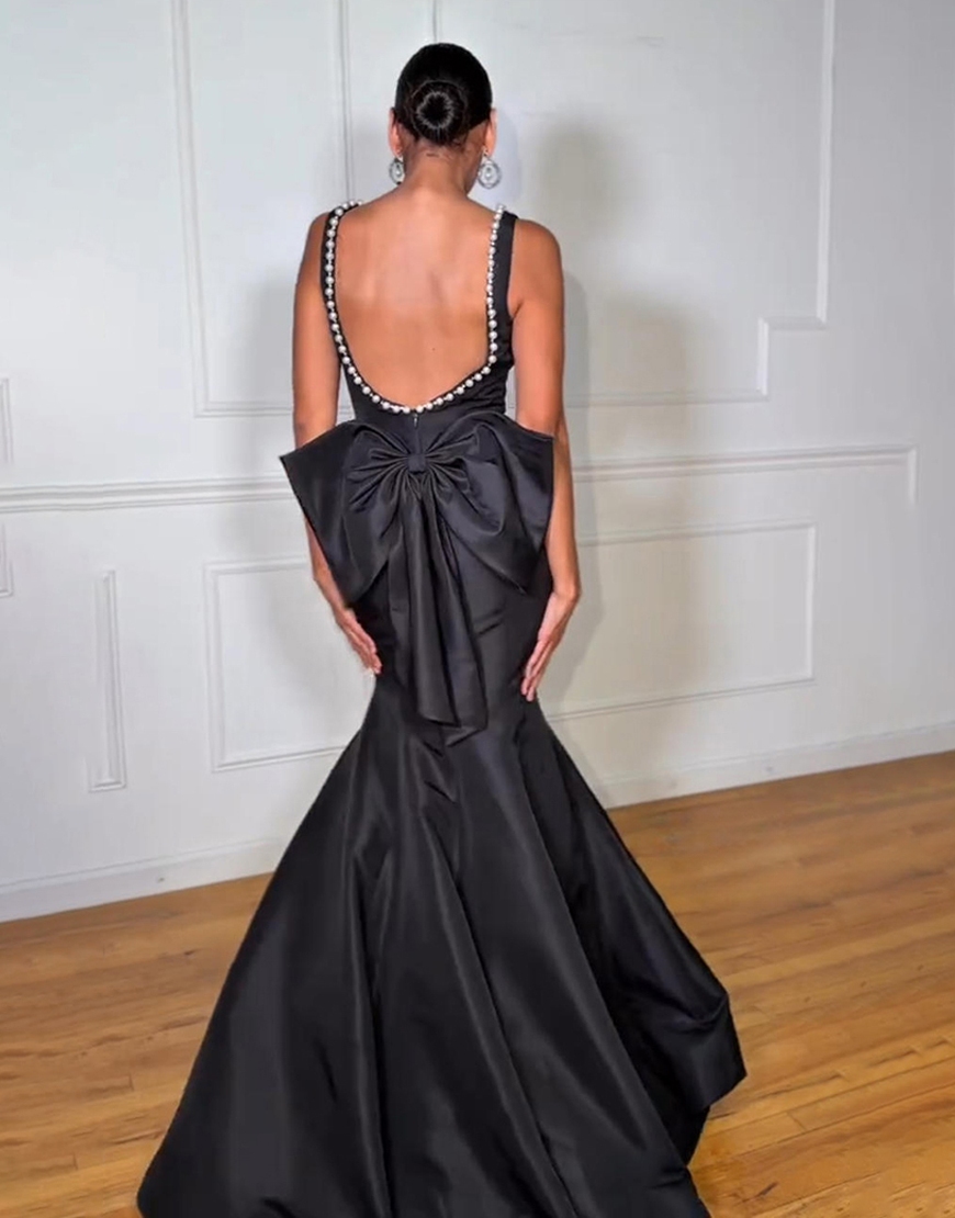 Sparkly Pink Mermaid Corset Long Prom Dress with Bow