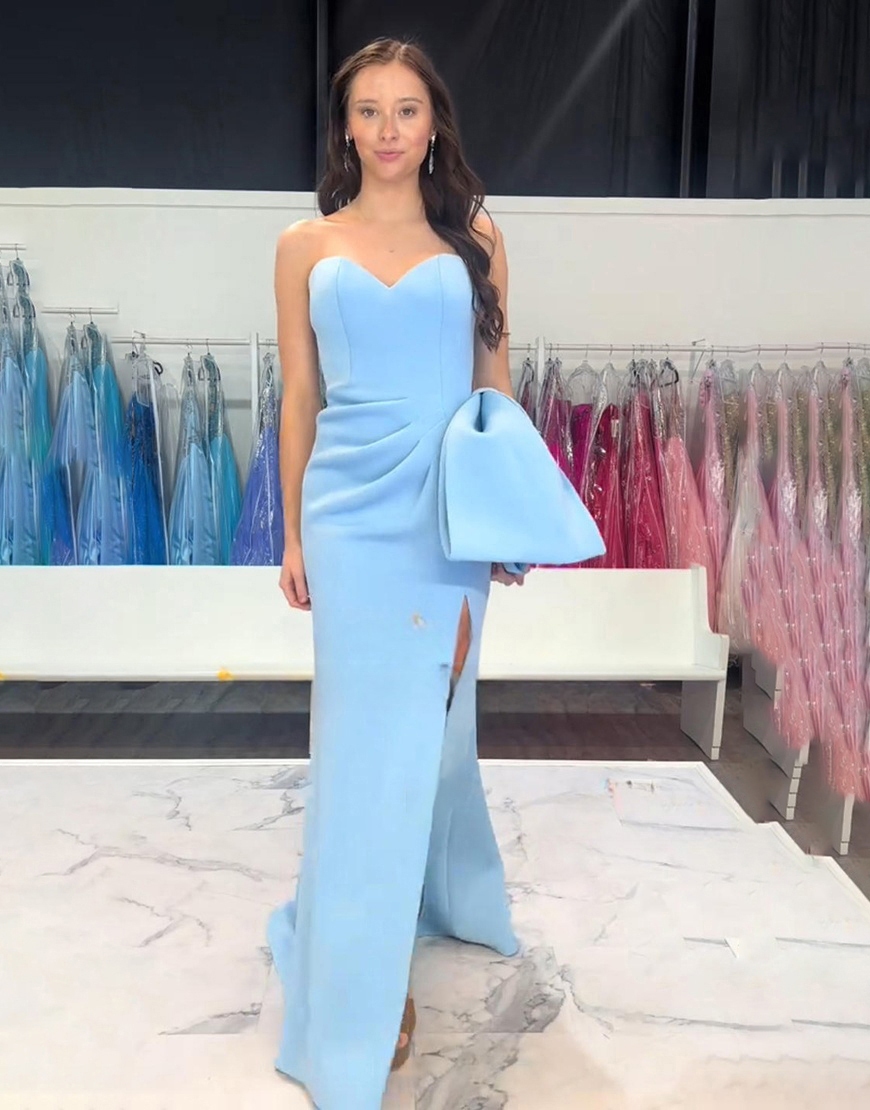 Blue Sweetheart Long Mermaid Prom Dress with Slit