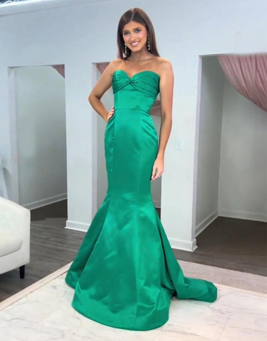 Dark Green Mermaid Sweetheart Long Prom Dress
