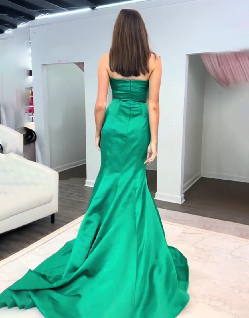 Dark Green Mermaid Sweetheart Long Prom Dress