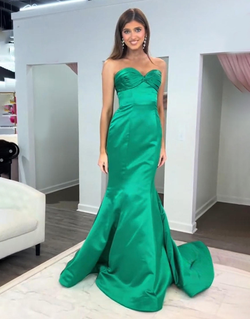 Dark Green Mermaid Sweetheart Long Prom Dress