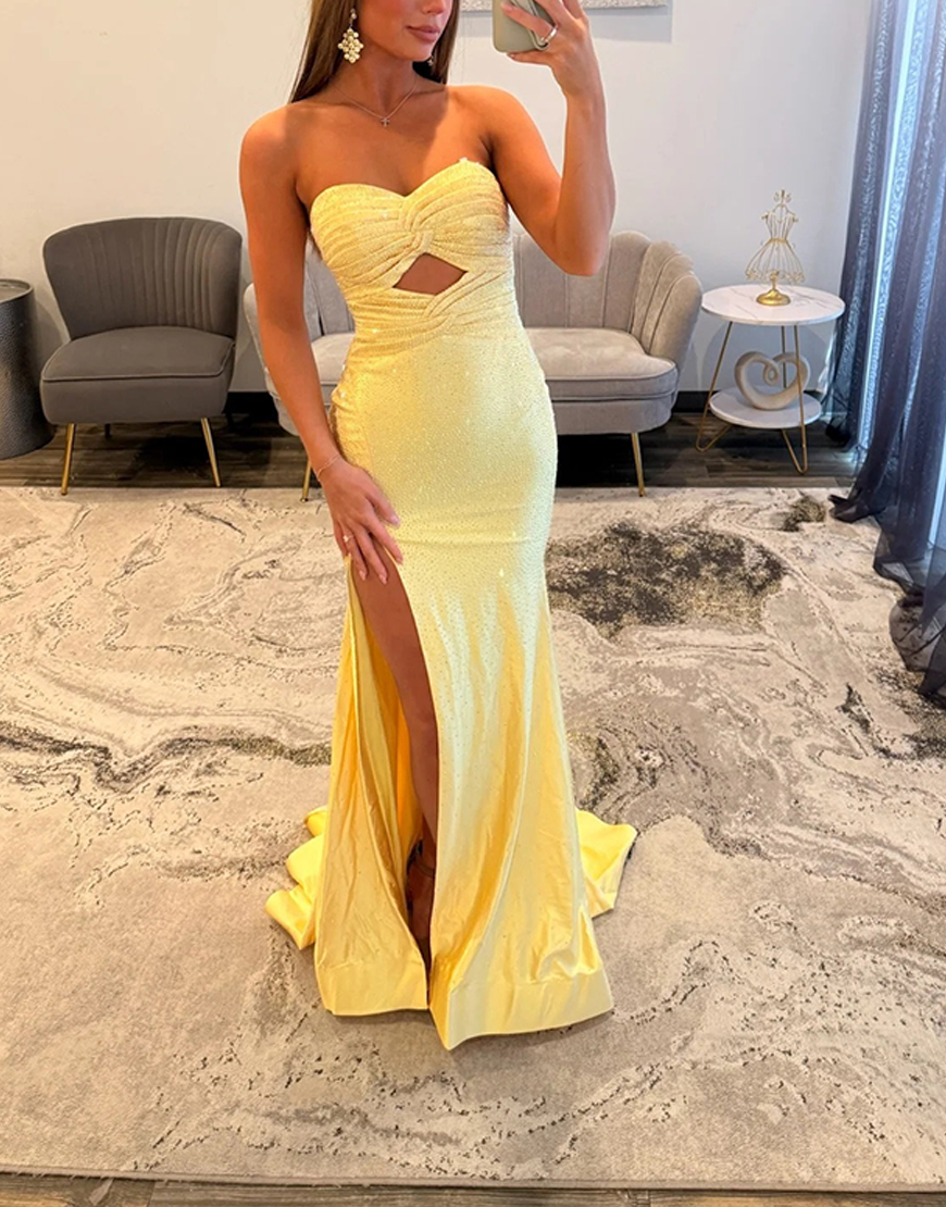 Sparkly Dark Green Mermaid Keyhole Beaded Long Prom Dress with Slit