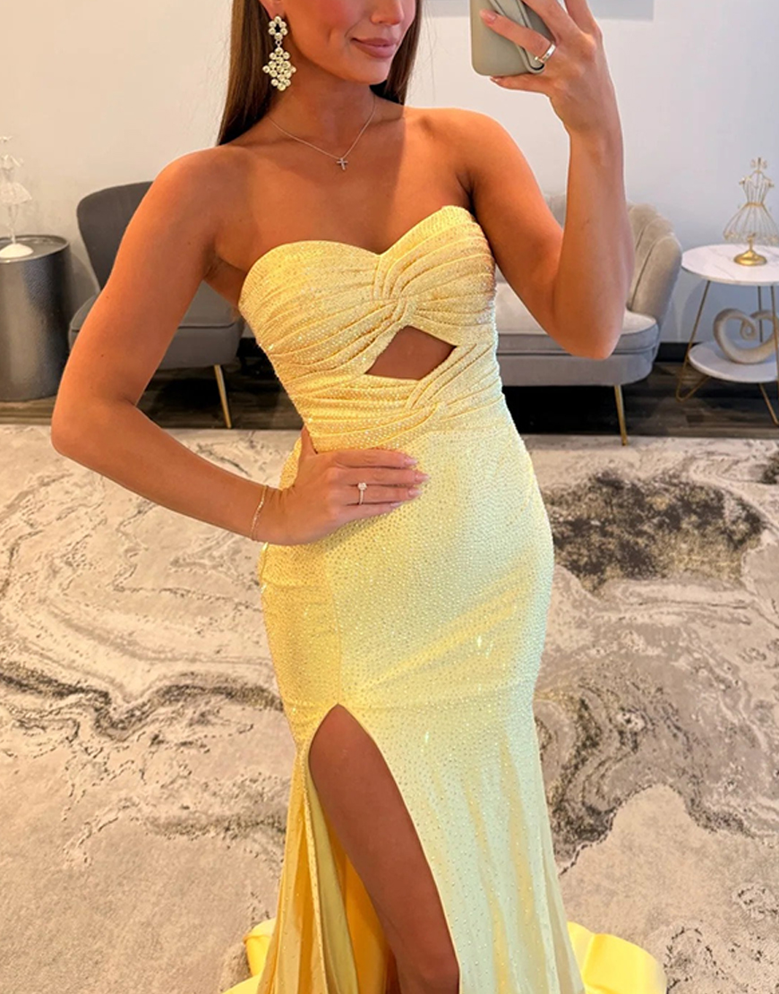 Sparkly Dark Green Mermaid Keyhole Beaded Long Prom Dress with Slit