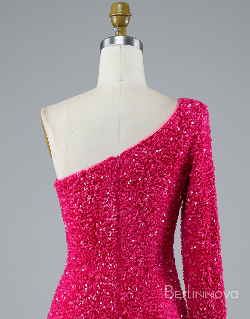 Sexy Glitter One-Shoulder Sequins Homecoming Dress Party Dress