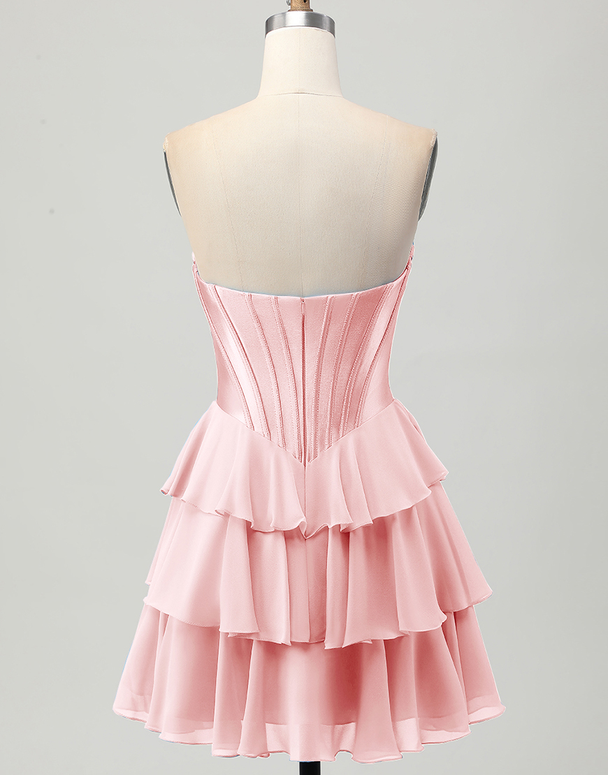 Blue Ruffled Sweetheart Short Corset Homecoming Dress with Lace