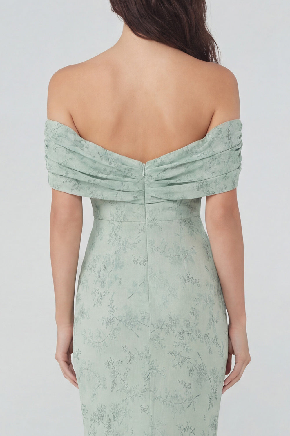 Mermaid Long Dusty Sage Off the Shoulder Floral Prom Dress