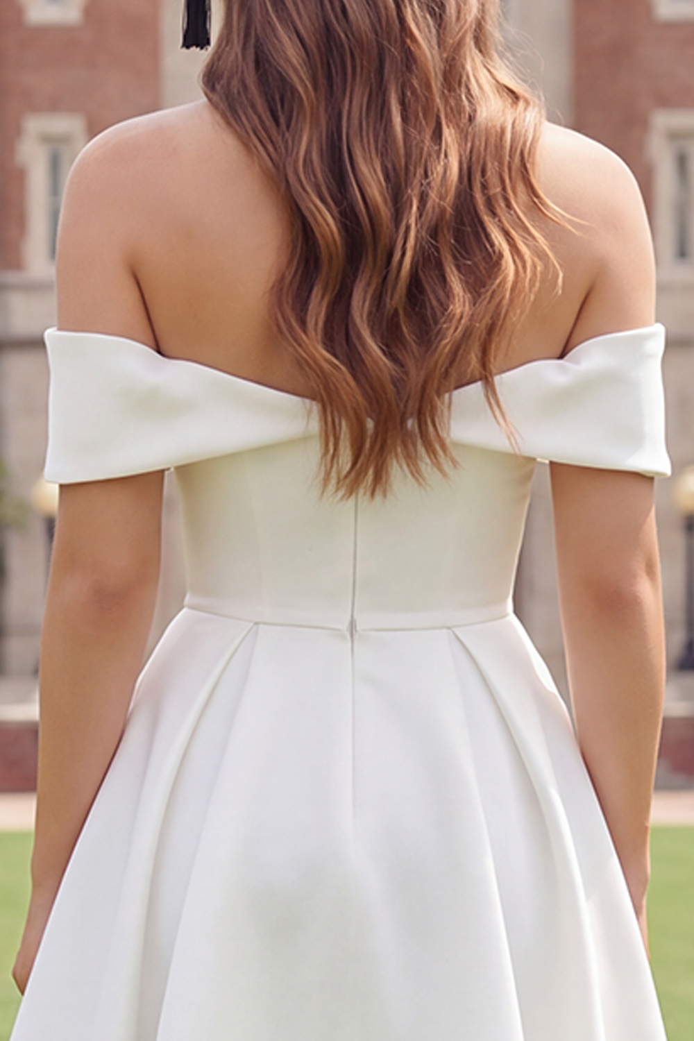 White Corset Off The Shoulder A Line Short Graduation Dress