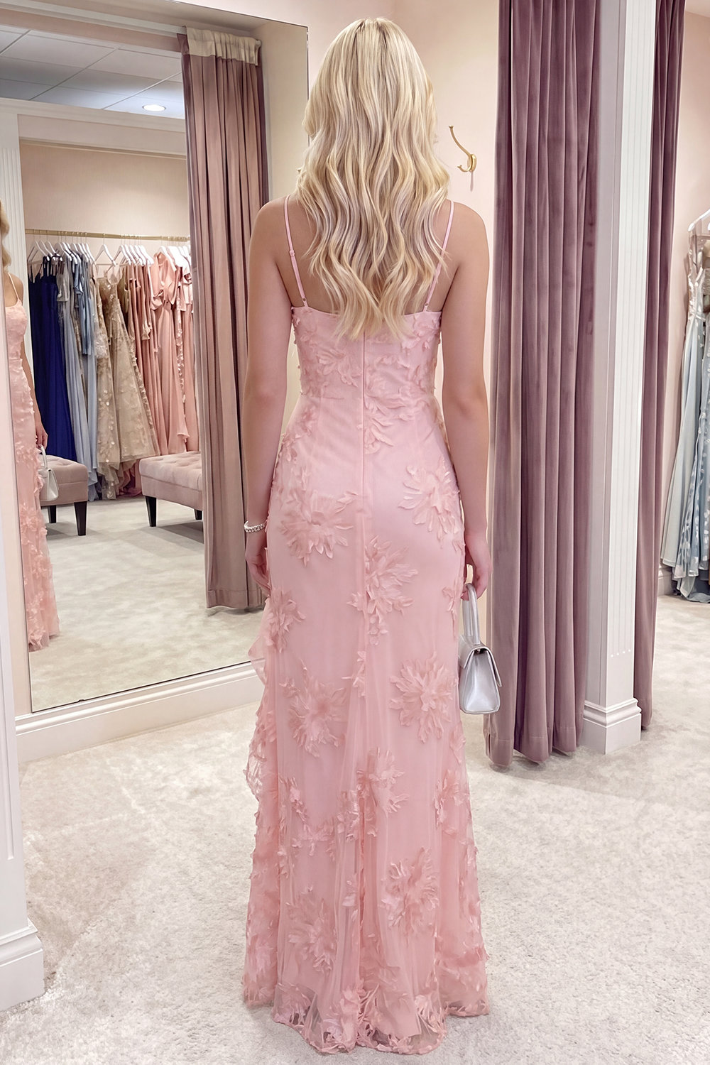 Yellow Mermiad Floral Long Ruffled Prom Dress with Slit
