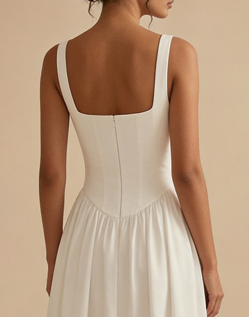 White Corset A Line Thick Straps Long Graduation Dress
