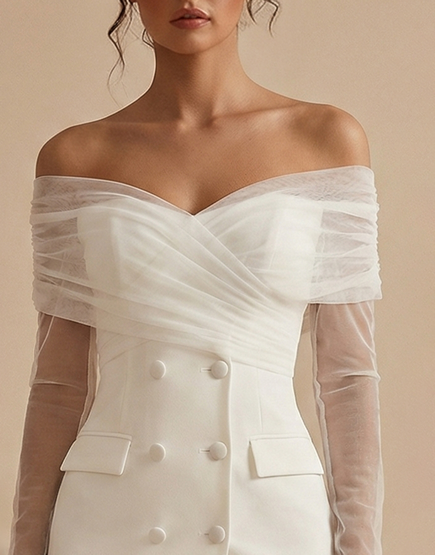 White Off the Shoulder Bodycon Short Graduation Dress with Sleeves