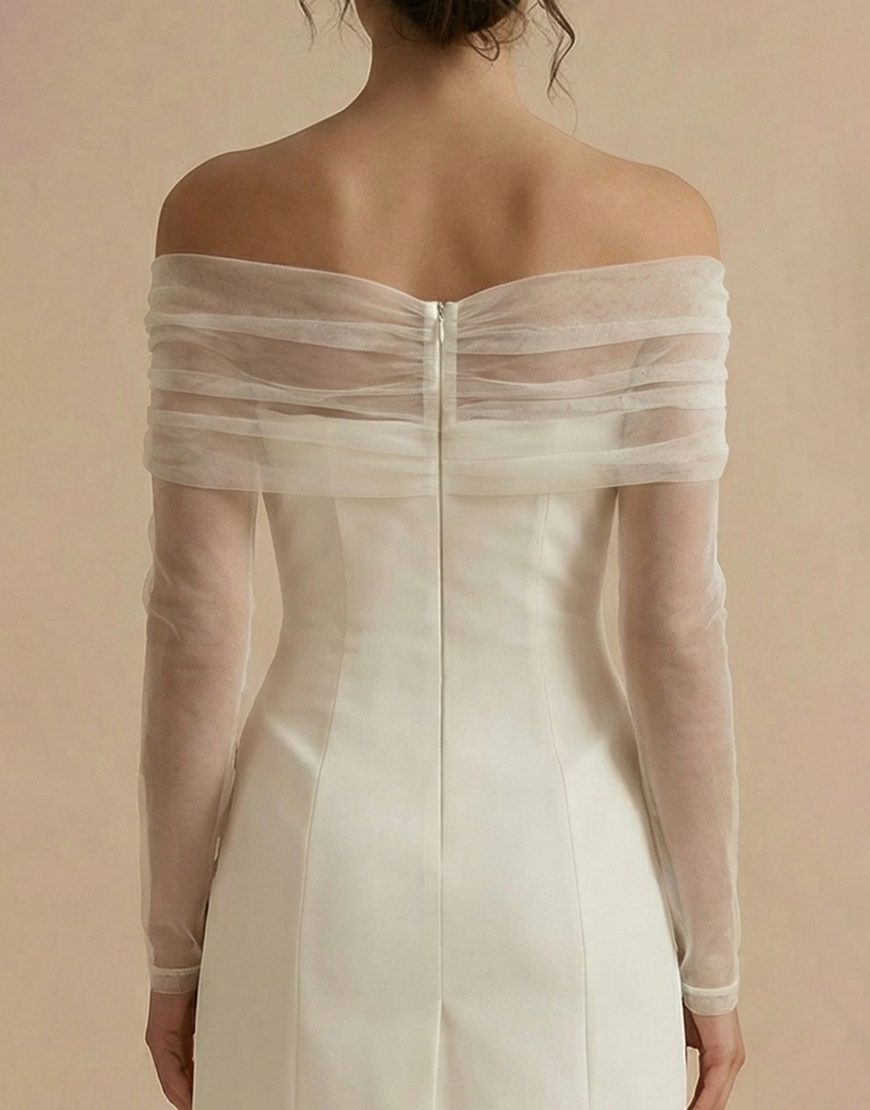 White Off the Shoulder Bodycon Short Graduation Dress with Sleeves