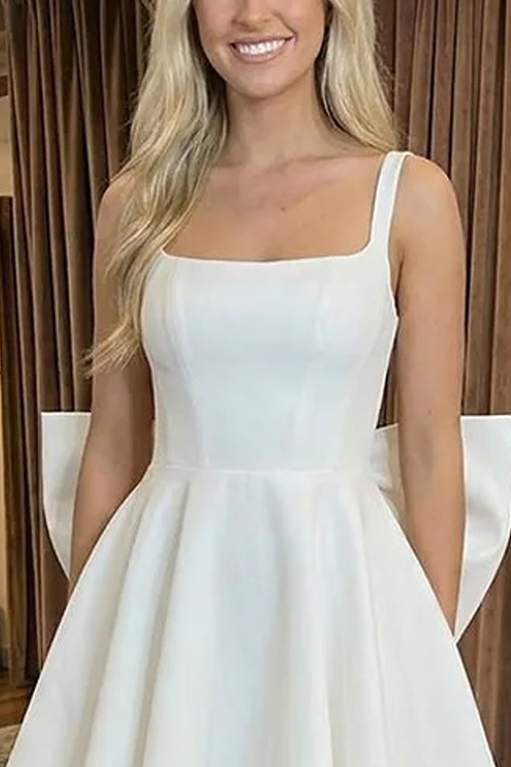 White A Line Satin Corset Short Graduation Dress with Bow
