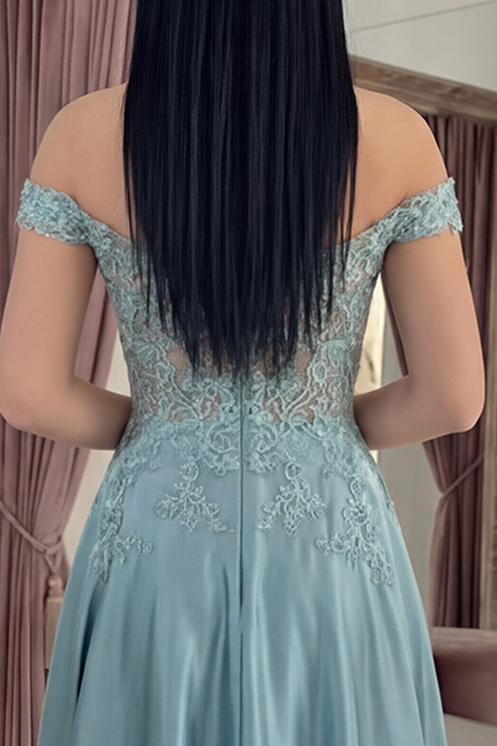 Sparkly Agave A Line Corset Satin Appliqued Floral Long Prom Dress with Beading