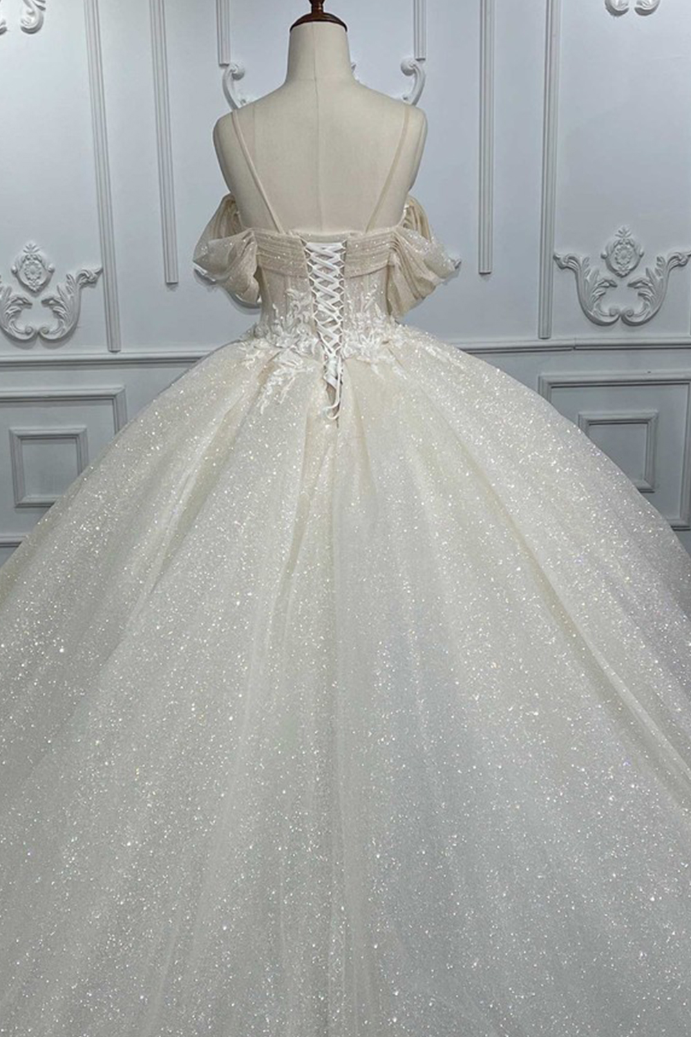 Apricot Off the Shoulder Ruffled Long Floral Ball Gown Quinceanera Dress with Appliques